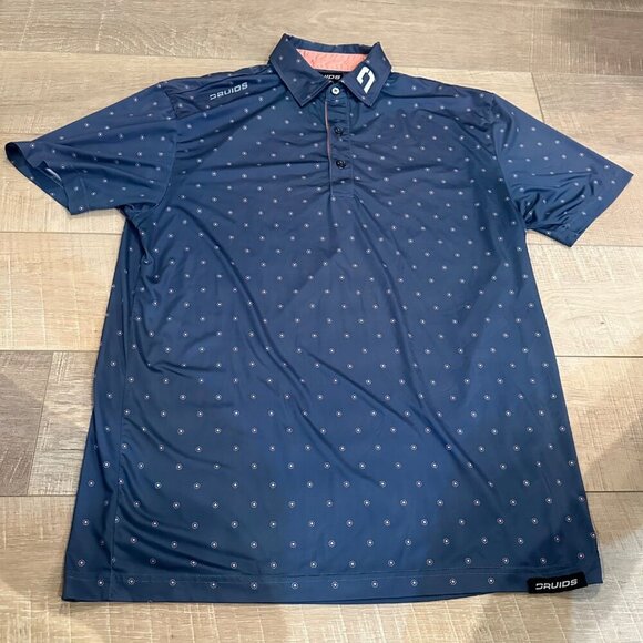 DRUIDS MENS LARGE GOLF POLO DRI FIT BLUE SHIRT - Picture 1 of 10